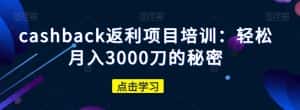 cashback返利项目培训:轻松月入3000刀的秘密-优优云创