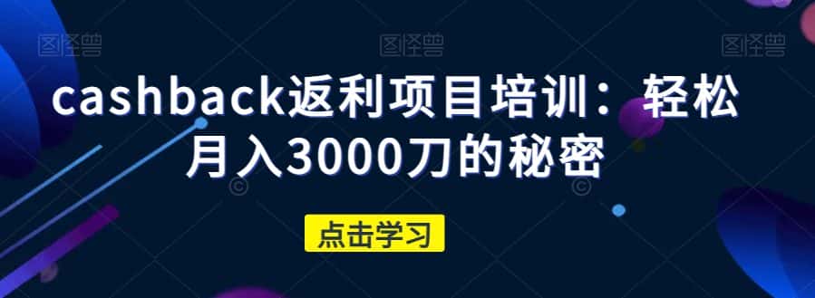 cashback返利项目培训:轻松月入3000刀的秘密-优优云创