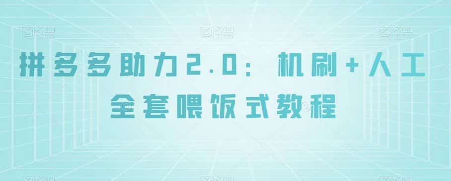 拼多多助力2.0：机刷+人工全套喂饭式教程【揭秘】-优优云创网