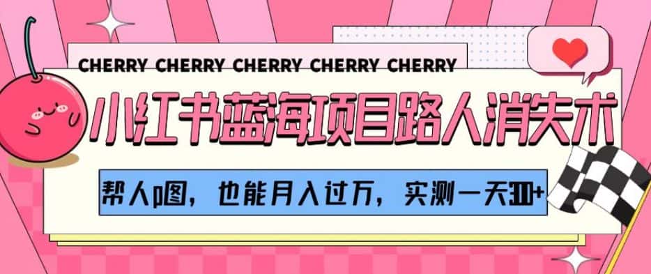 小红书蓝海项目路人消失术，帮人p图，也能月入过万，实测一天300+【揭秘】-优优云创