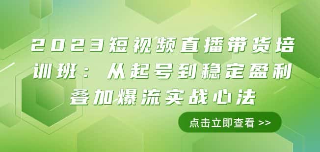 2023短视频直播带货培训班：从起号到稳定盈利叠加爆流实战心法（11节课）-优优云创网