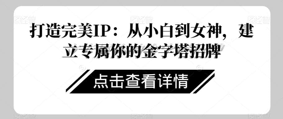 打造完美IP：从小白到女神，建立专属你的金字塔招牌-优优云创网