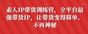 素人IP带货训练营，全平台最强带货IP，让带货变得简单、不再神秘-优优云创