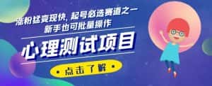 心理测试项目，涨粉猛变现快，起号必选赛道之一，新手也可批量操作【揭秘】-优优云创网