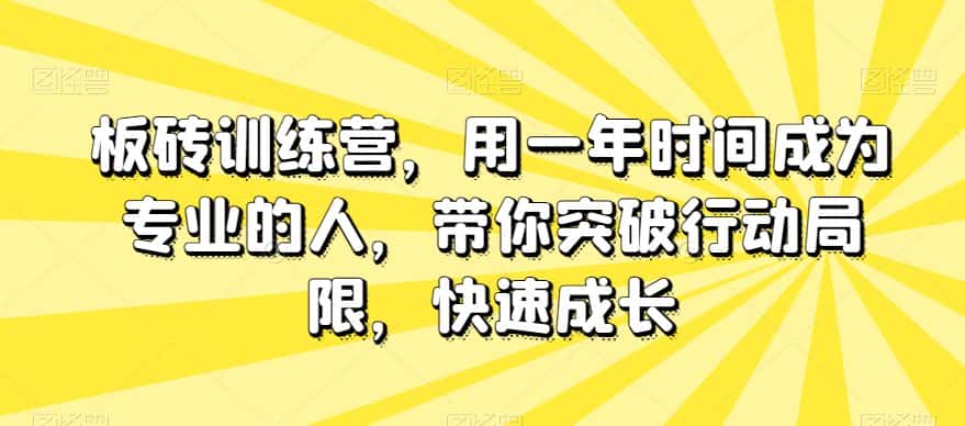 板砖训练营，用一年时间成为专业的人，带你突破行动局限，快速成长-优优云创