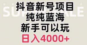 抖音蓝海赛道，必须是新账号，日入4000+【揭秘】-优优云创网