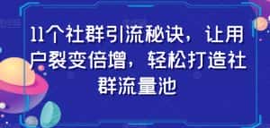 11个社群引流秘诀，让用户裂变倍增，轻松打造社群流量池-优优云创网