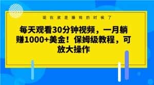 每天观看30分钟视频，一月躺赚1000+美金！保姆级教程，可放大操作【揭秘】-优优云创网