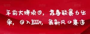 年前大赚项目，靠春联暴力出单，日入1000+，最新风口赛道【揭秘】-优优云创网