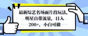 最新综艺名场面片段玩法,明星自带流量,日入200+,小白可做【揭秘】-优优云创网