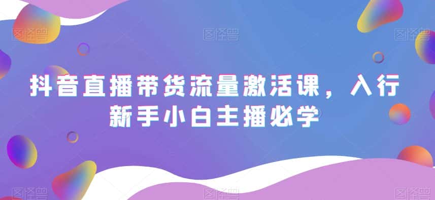 抖音直播带货流量激活课，入行新手小白主播必学-优优云创网