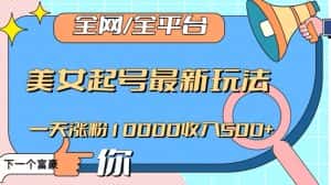 全网，全平台，美女起号最新玩法一天涨粉10000收入500+【揭秘】-优优云创网