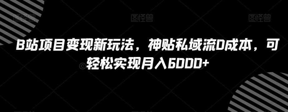 B站项目变现新玩法，神贴私域流0成本，可轻松实现月入6000+【揭秘】-优优云创网
