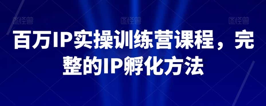 百万IP实操训练营课程，完整的IP孵化方法-优优云创网