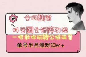 全网独家抖音图文矩阵引流，一招教你玩转公域流量，单号半月涨粉10w+【揭秘】-优优云创网