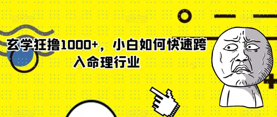 玄学狂撸1000+，小白如何快速跨入命理行业【揭秘】-优优云创网