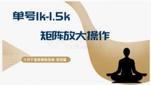 十万个富翁修炼宝典15.单号1k-1.5k，矩阵放大操作-优优云创网