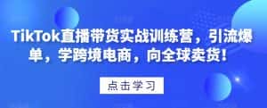 TikTok直播带货实战训练营，引流爆单，学跨境电商，向全球卖货！-优优云创网