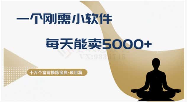 十万个富翁修炼宝典之17.一个刚需小软件，每天能卖5000+-优优云创网