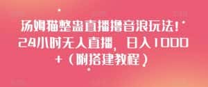 汤姆猫整蛊直播撸音浪玩法！24小时无人直播，日入1000+（附搭建教程）【揭秘】-优优云创网
