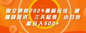 图文带货2024最新玩法，破播放技术，三天起号，小白也能日入500+【揭秘】-优优云创网
