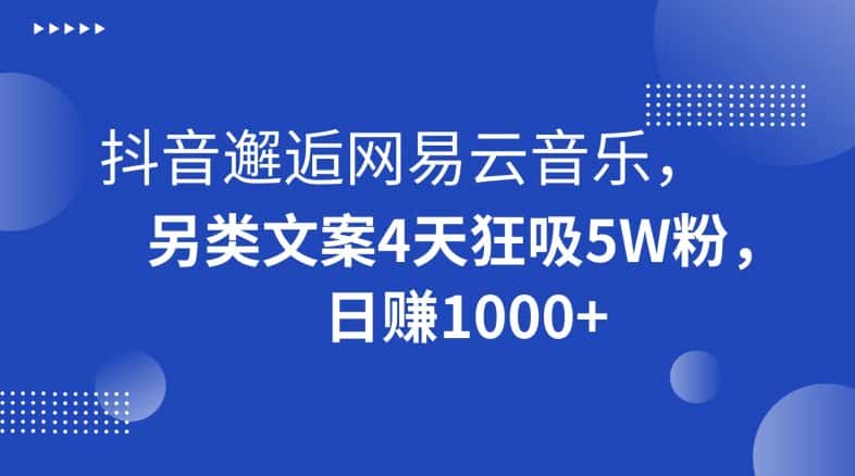 抖音邂逅网易云音乐，另类文案4天狂吸5W粉，日赚1000+【揭秘】-优优云创网