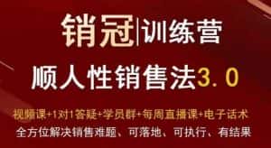 爆款！销冠训练营3.0之顺人性销售法，全方位解决销售难题、可落地、可执行、有结果-优优云创