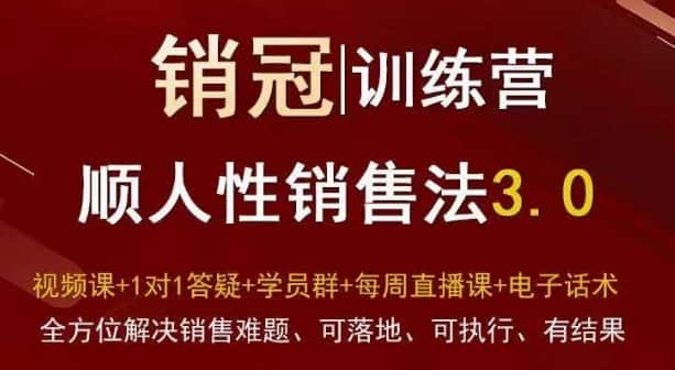 爆款！销冠训练营3.0之顺人性销售法，全方位解决销售难题、可落地、可执行、有结果-优优云创网