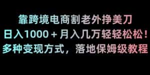 靠跨境电商割老外挣美刀，日入1000＋月入几万轻轻松松！多种变现方式，落地保姆级教程【揭秘】-优优云创网