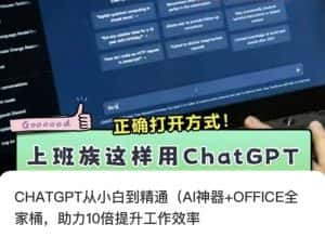 CHATGPT从小白到精通，AI神器+OFFICE全家桶，助力10倍提升工作效率-优优云创网