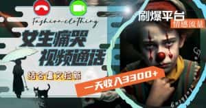 一天收入3300+，用女生痛哭视频通话结合虐文拉新，刷爆平台情感流量【揭秘】-优优云创