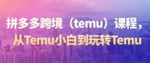 拼多多跨境（temu）课程，从Temu小白到玩转Temu-优优云创网
