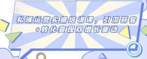 私域运营实操培训课，引流获客+转化变现双增长驱动-优优云创网