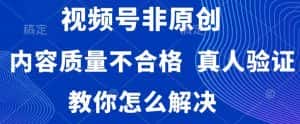 视频号非原创，内容质量不合格，真人验证，违规怎么解决-优优云创网