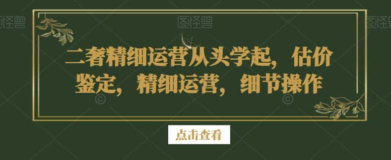 二奢精细运营从头学起，估价鉴定，精细运营，细节操作-优优云创