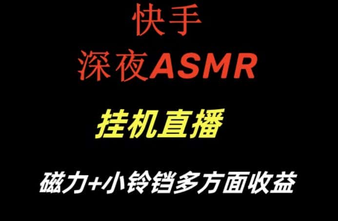 快手深夜性感ASMR挂机直播，磁力+小铃铛收益（附带工具和5G素材）-副业吧