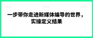 一步带你走进新媒体编导的世界，实操定义结果-优优云创网