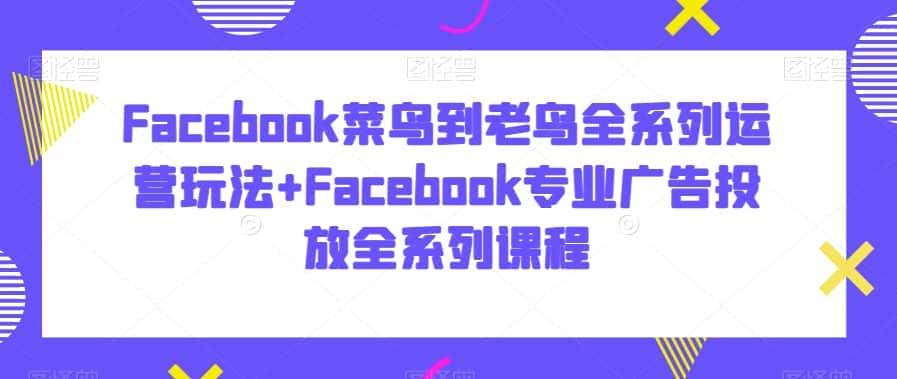 Facebook菜鸟到老鸟全系列运营玩法+Facebook专业广告投放全系列课程-优优云创网