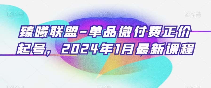 臻曦联盟-单品微付费正价起号，2024年1月最新课程-优优云创网