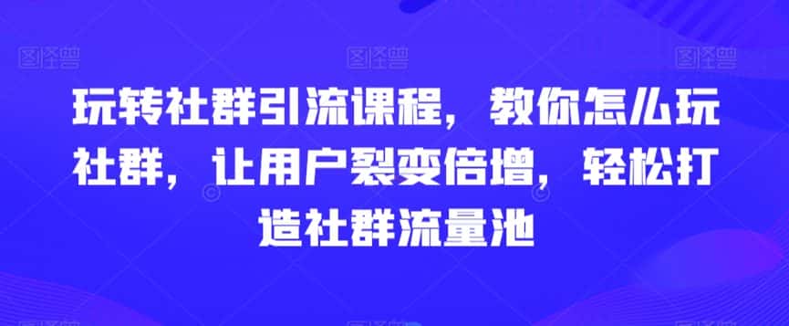 玩转社群引流课程，教你怎么玩社群，让用户裂变倍增，轻松打造社群流量池-优优云创网
