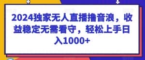 2024独家无人直播撸音浪，收益稳定无需看守，轻松上手日入1000+-优优云创