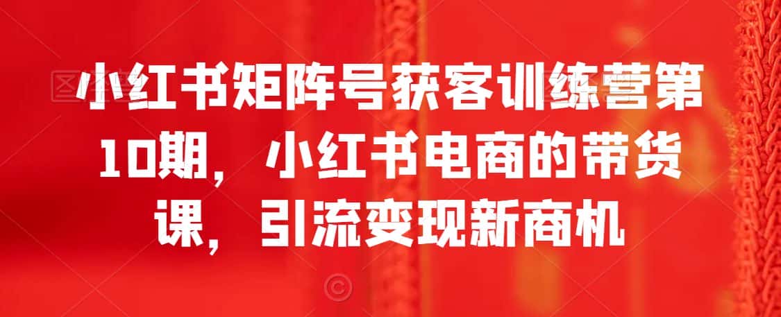 小红书矩阵号获客训练营第10期，小红书电商的带货课，引流变现新商机-优优云创网