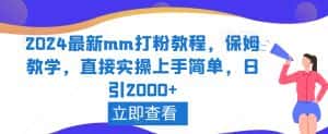 2024最新mm打粉教程，保姆教学，直接实操上手简单，日引2000+-优优云创网