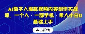 AI数字人爆款视频内容创作实战课，一个人·一部手机·素人小白0基础上手-优优云创网