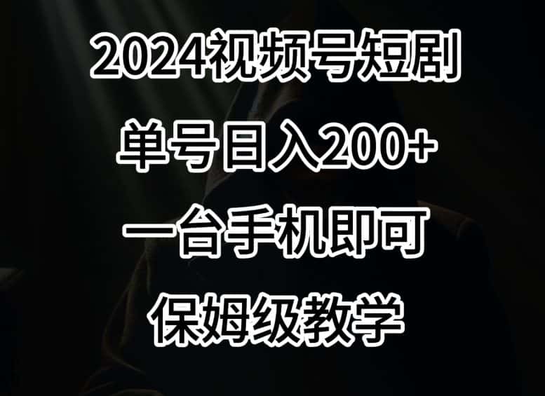 2024风口，视频号短剧，单号日入200+，一台手机即可操作，保姆级教学-优优云创网