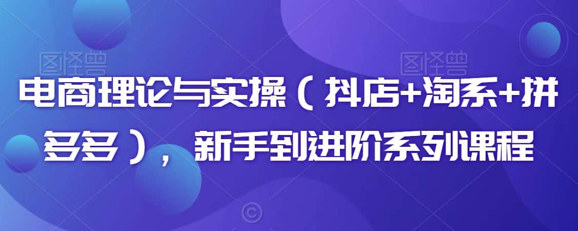 电商理论与实操（抖店+淘系+拼多多），新手到进阶系列课程-优优云创网