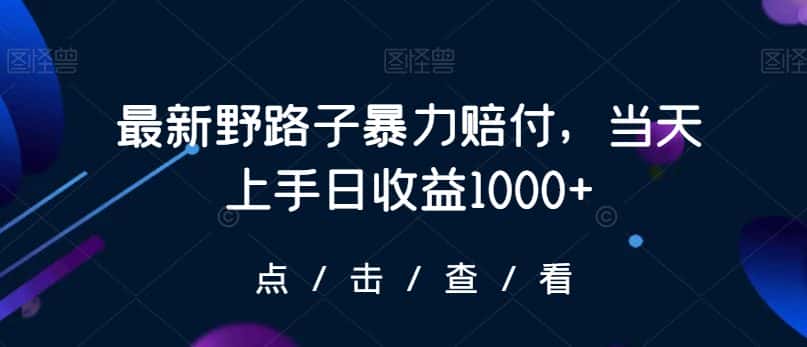 最新野路子暴力赔付，当天上手日收益1000+【仅揭秘】-优优云创网