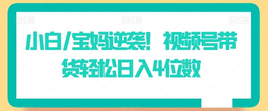 小白/宝妈逆袭！视频号带货轻松日入4位数-优优云创网