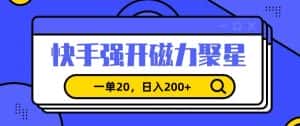 信息差赚钱项目,快手强开磁力聚星,一单20,日入200+-优优云创网