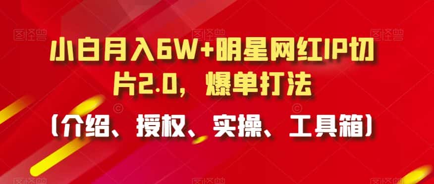 小白月入6W+明星网红IP切片2.0，爆单打法（介绍、授权、实操、工具箱）-优优云创网